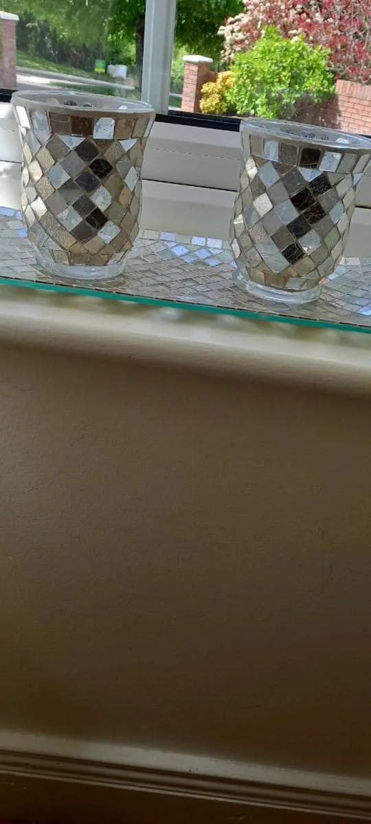 Candle holders and tray - Image 2