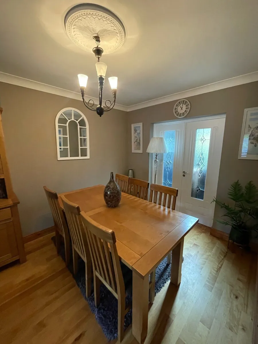 Solid Birch Wood Dining Table & 6 Chairs - Image 2