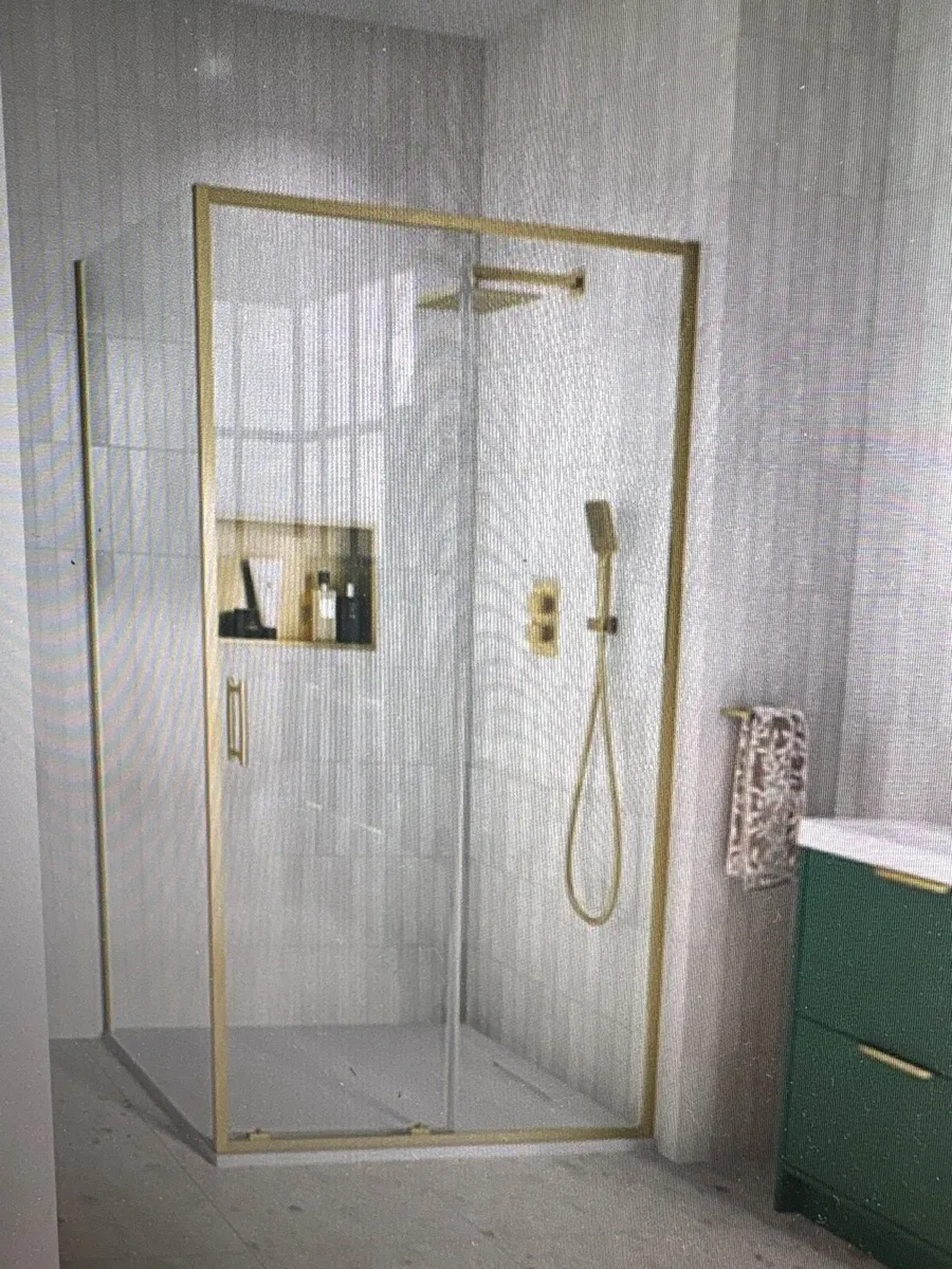 Shower Door - Brushed Brass Sliding Door - Image 2