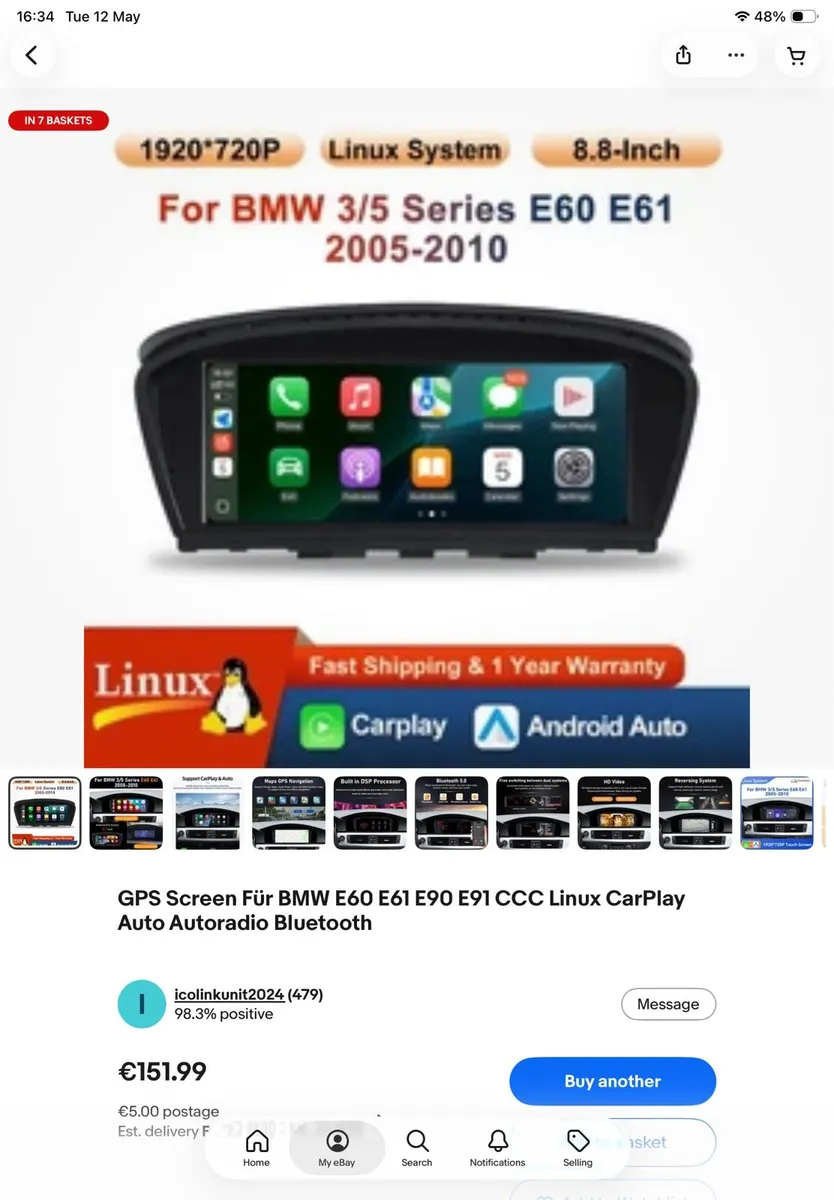 Replacement CarPlay screen for bmw e60 ccc system - Image 1