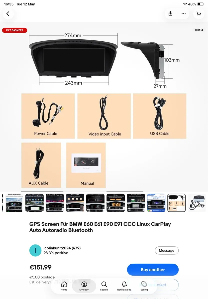 Replacement CarPlay screen for bmw e60 ccc system - Image 3