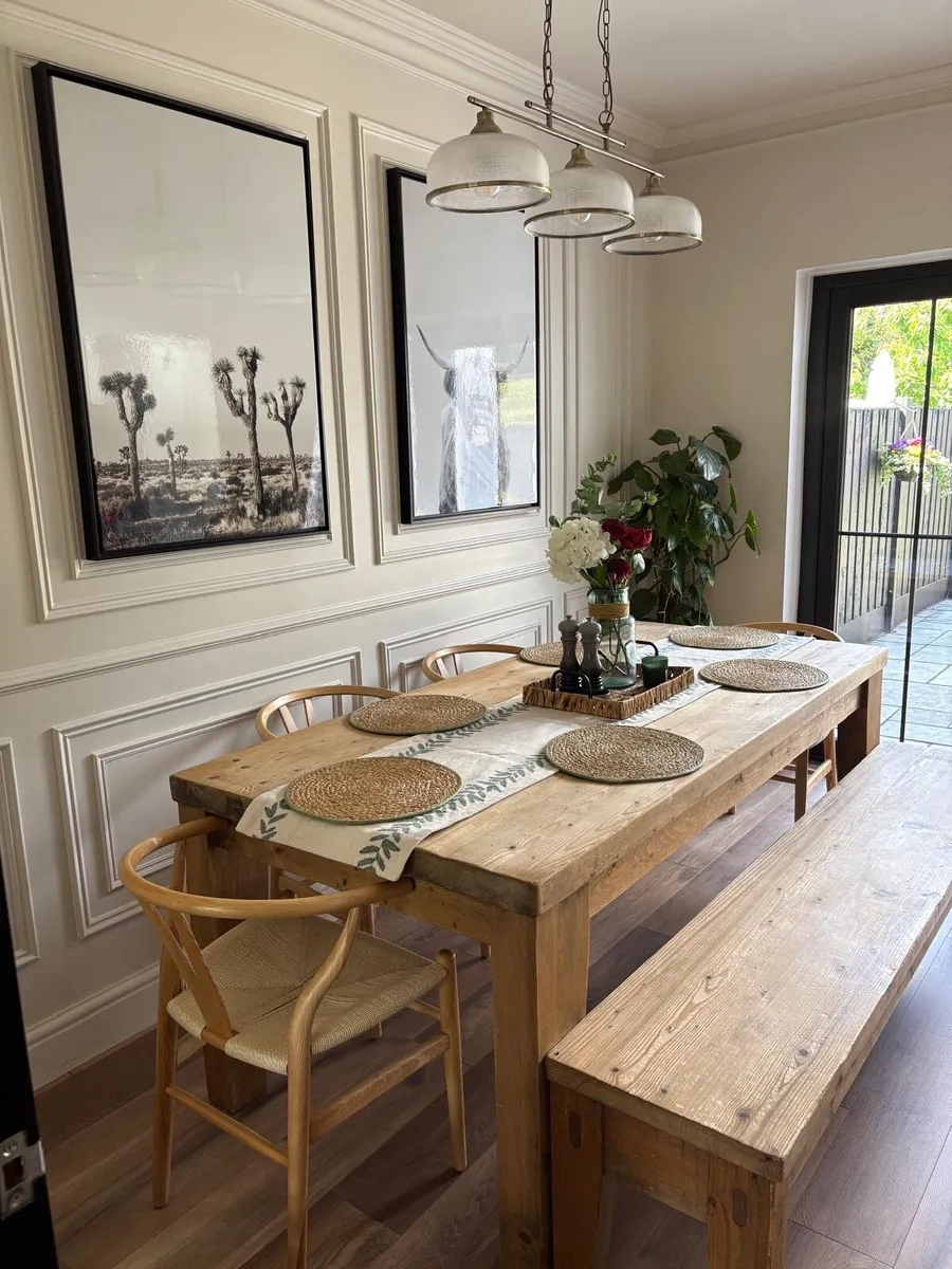 Dining table with chairs and bench - Image 3