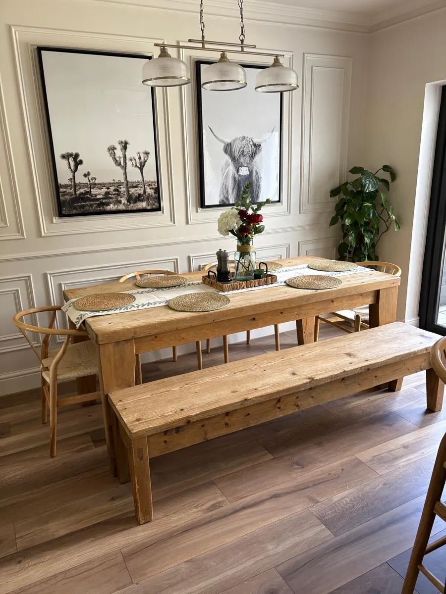 Dining table with chairs and bench - Image 4