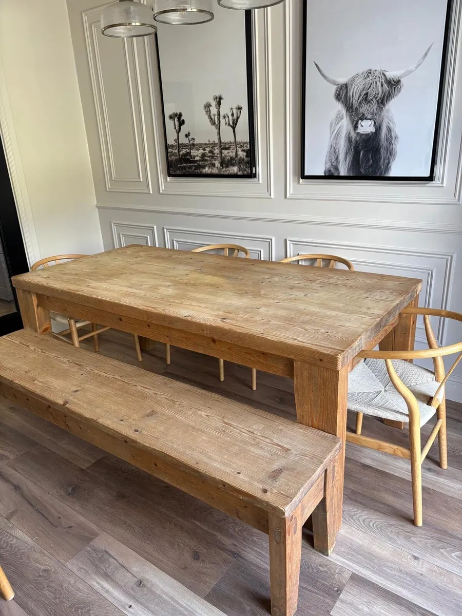 Dining table with chairs and bench - Image 1