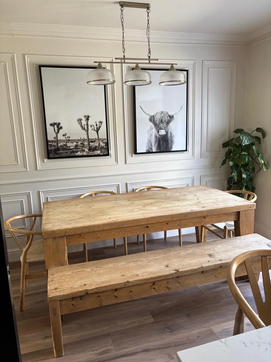 Dining table with chairs and bench - Image 2