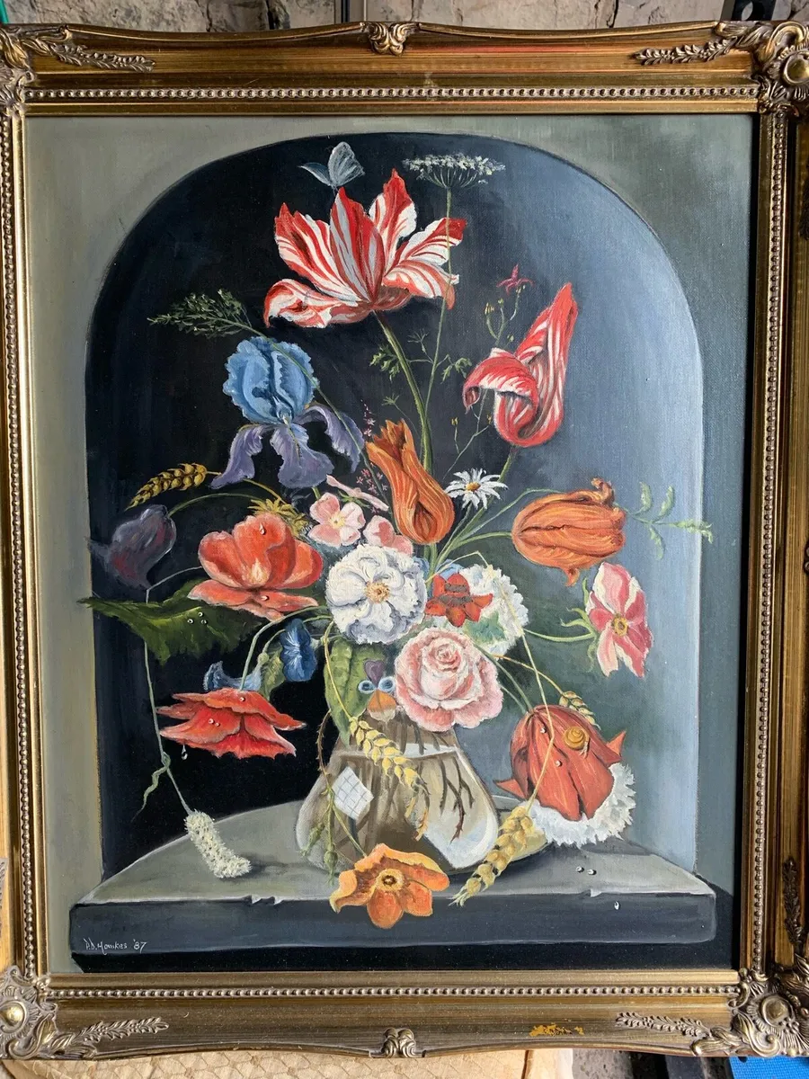 Large original floral oil on canvas. - Image 3