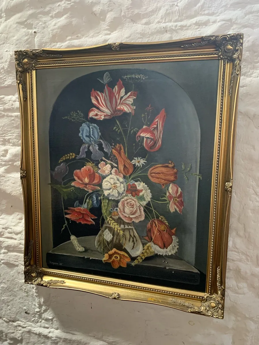 Large original floral oil on canvas. - Image 1