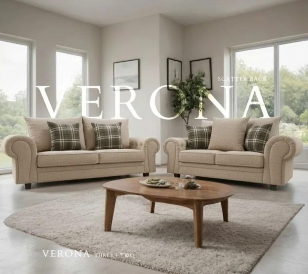 Verona Beige Scatter or Fullback Cushions Sofa - Image 4