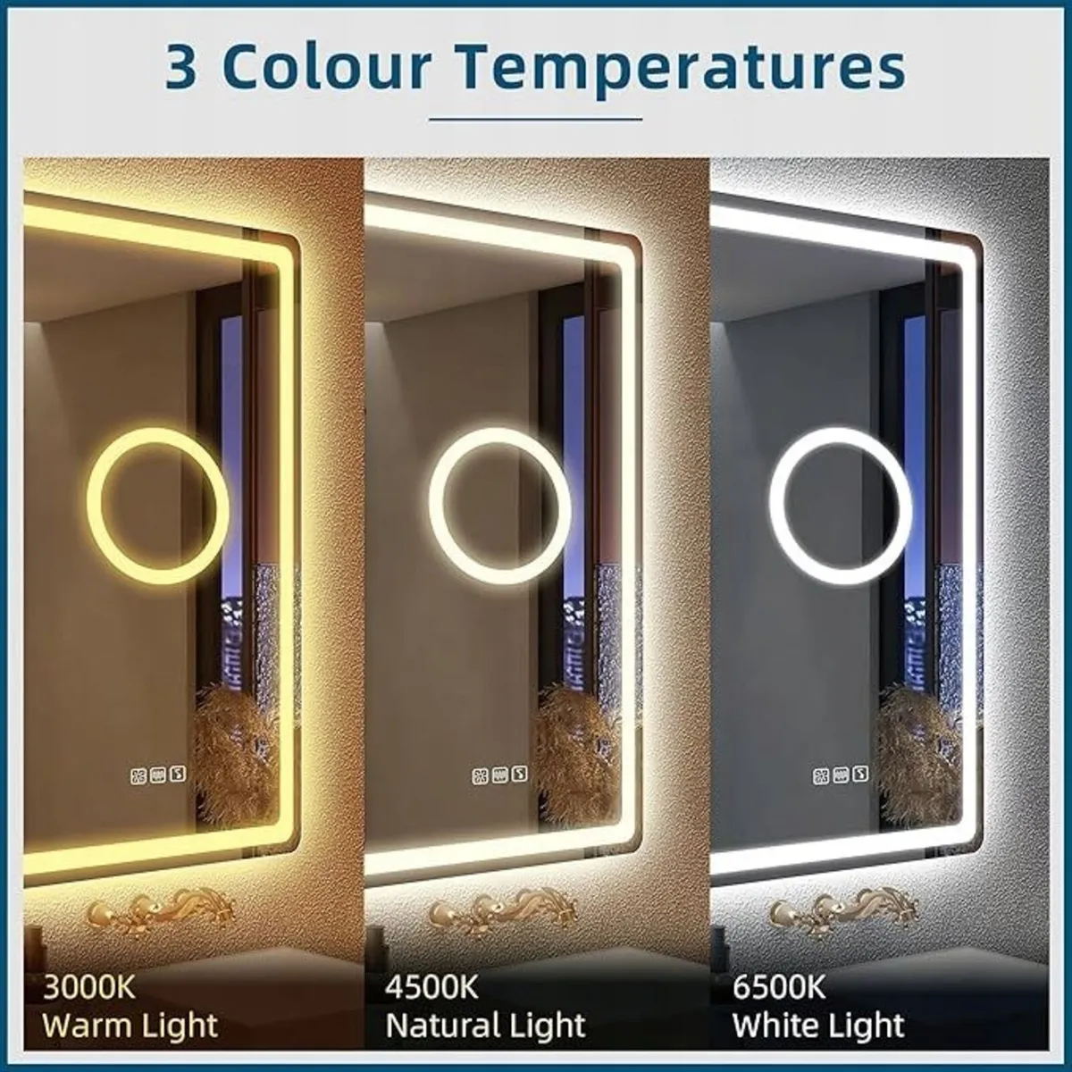 LED Bathroom Mirror 70x100cm Bluetooth Demister - Image 2