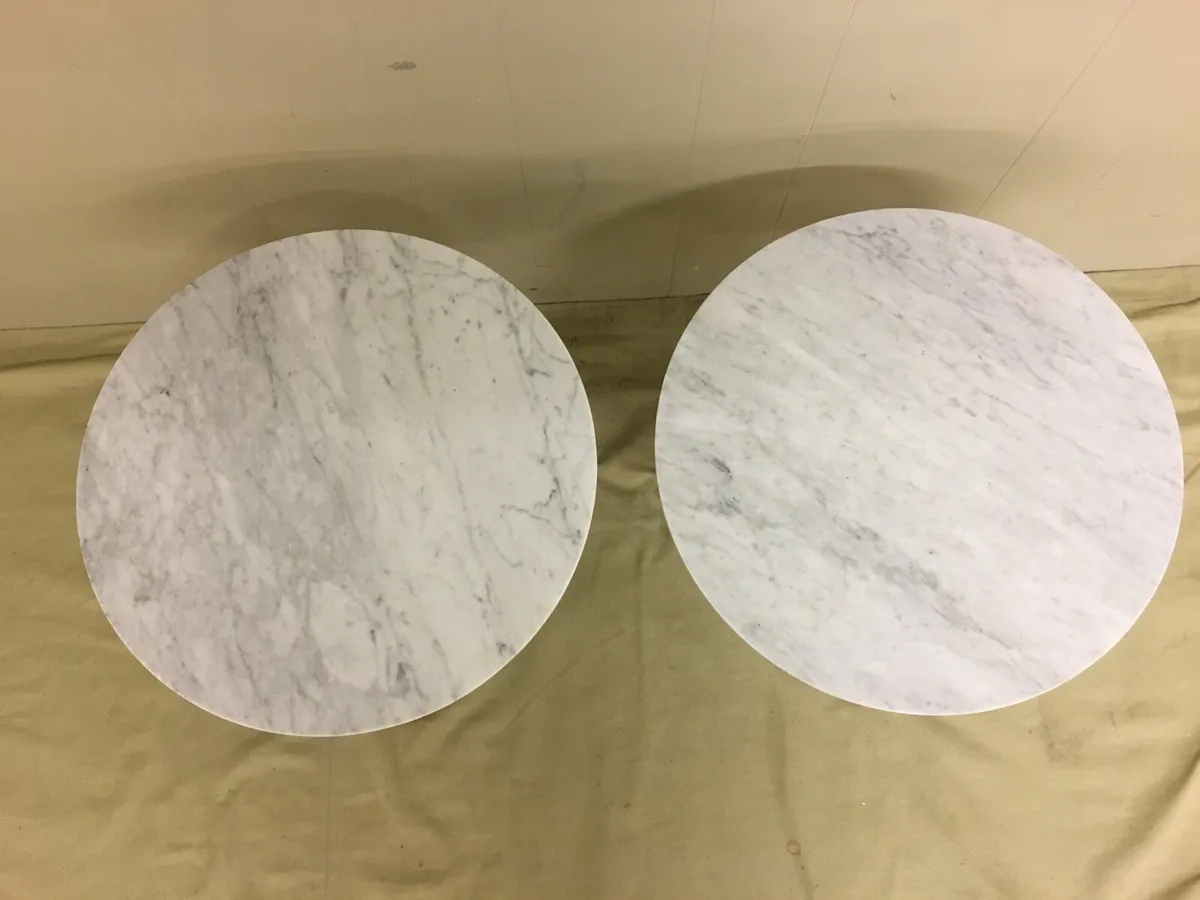 Pair Medium Marble Side Tables - Image 4
