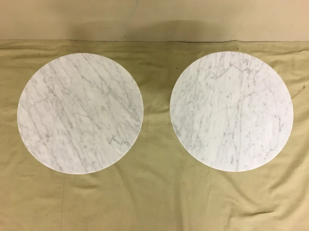 Pair Small Marble Side Tables - Image 2