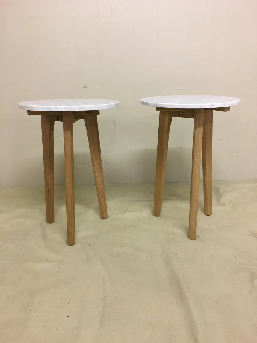 Pair Small Marble Side Tables - Image 4