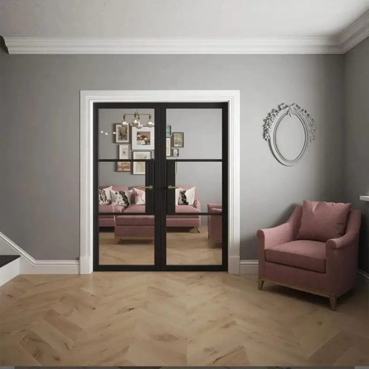 Seattle 3 Lite Clear Glass Black Primed Doors - Image 2