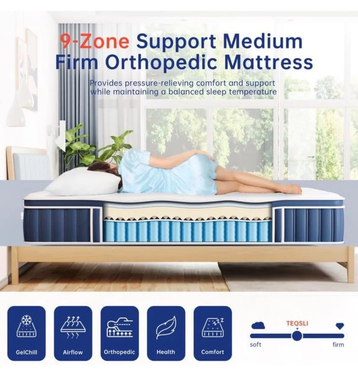 4FT6 Double Mattress, 10.6 Inch Memory Foam Sprung - Image 1