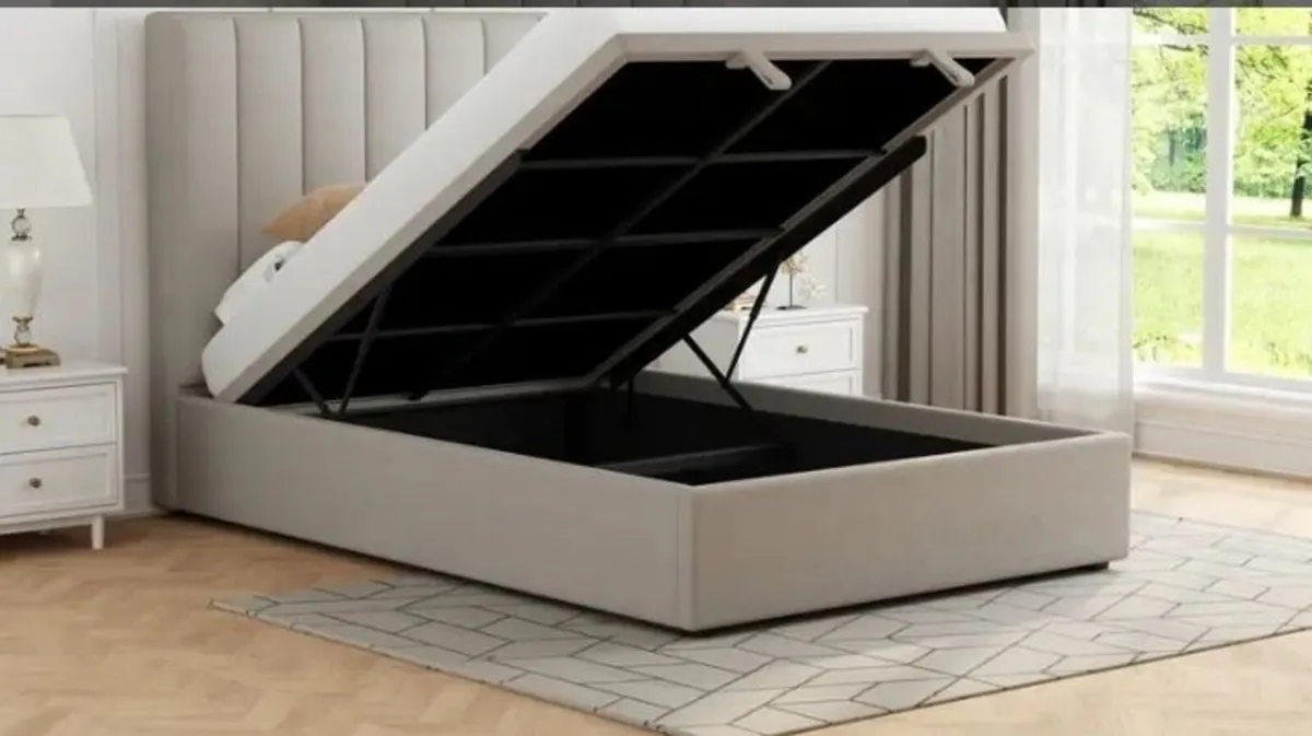 Holly Storage Bed Beige Fabric / 2 Sizes - Image 2