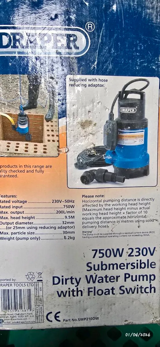 Draper dirty water pump - Image 2