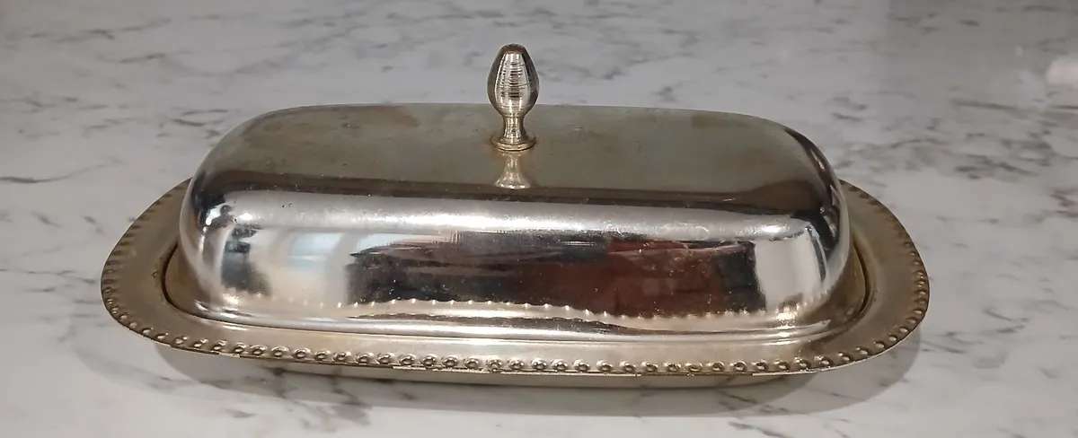Silver butter dish 1980s - Image 1