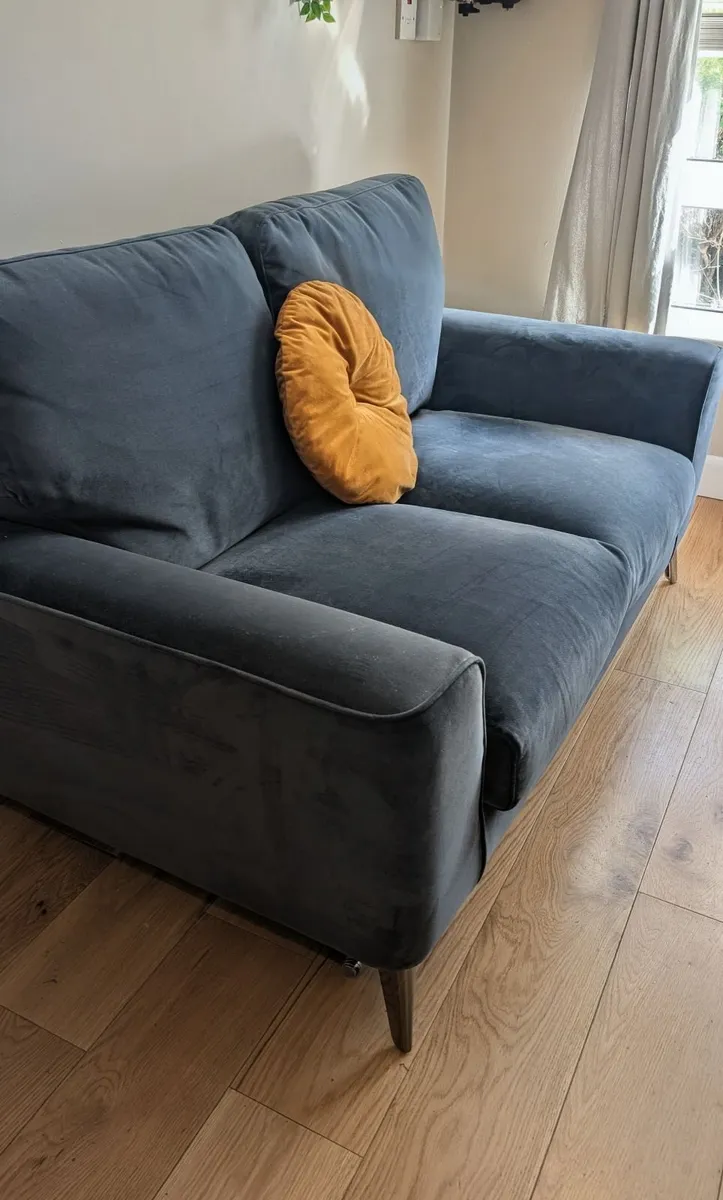 2 Seater Sofa -  Navy Grey Velvet - Image 4