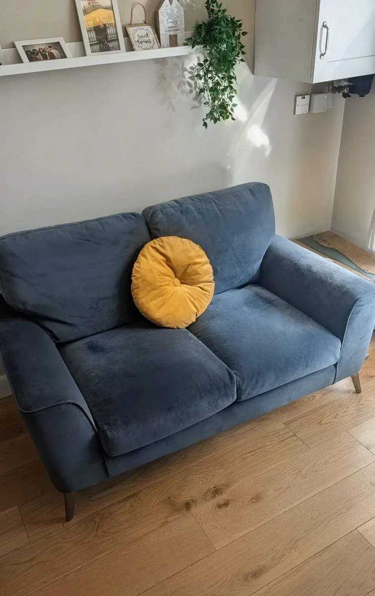 2 Seater Sofa -  Navy Grey Velvet - Image 3