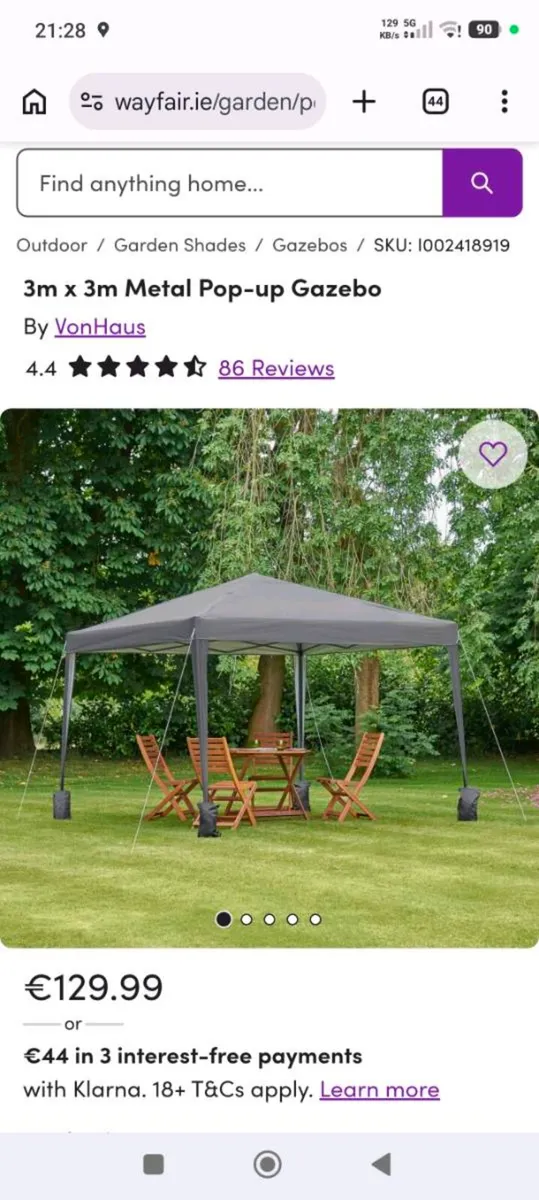 Gazebo grey 3x3 M massive boxed new sealed - Image 1