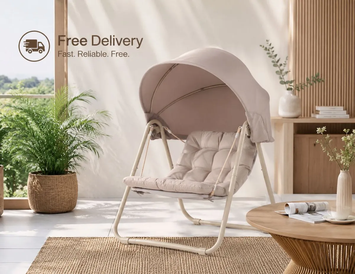 Outdoor Swing Chair with Adjustable Canopy Padded - Image 1