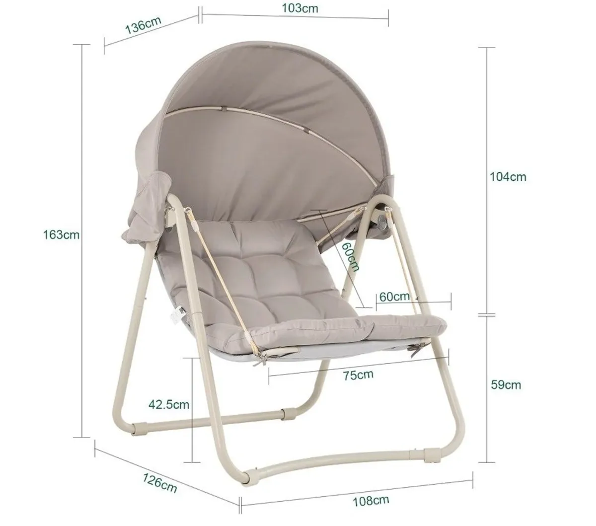 Outdoor Swing Chair with Adjustable Canopy Padded - Image 3