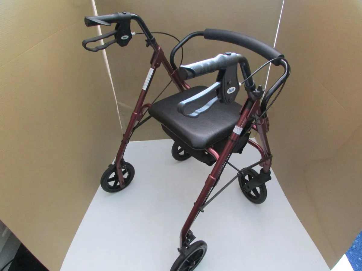 Red Mobility Rollator Walker + brakes - Image 3