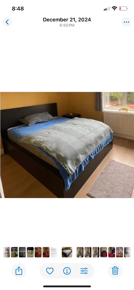 Double bed with mattress & chest of drawers - Image 1