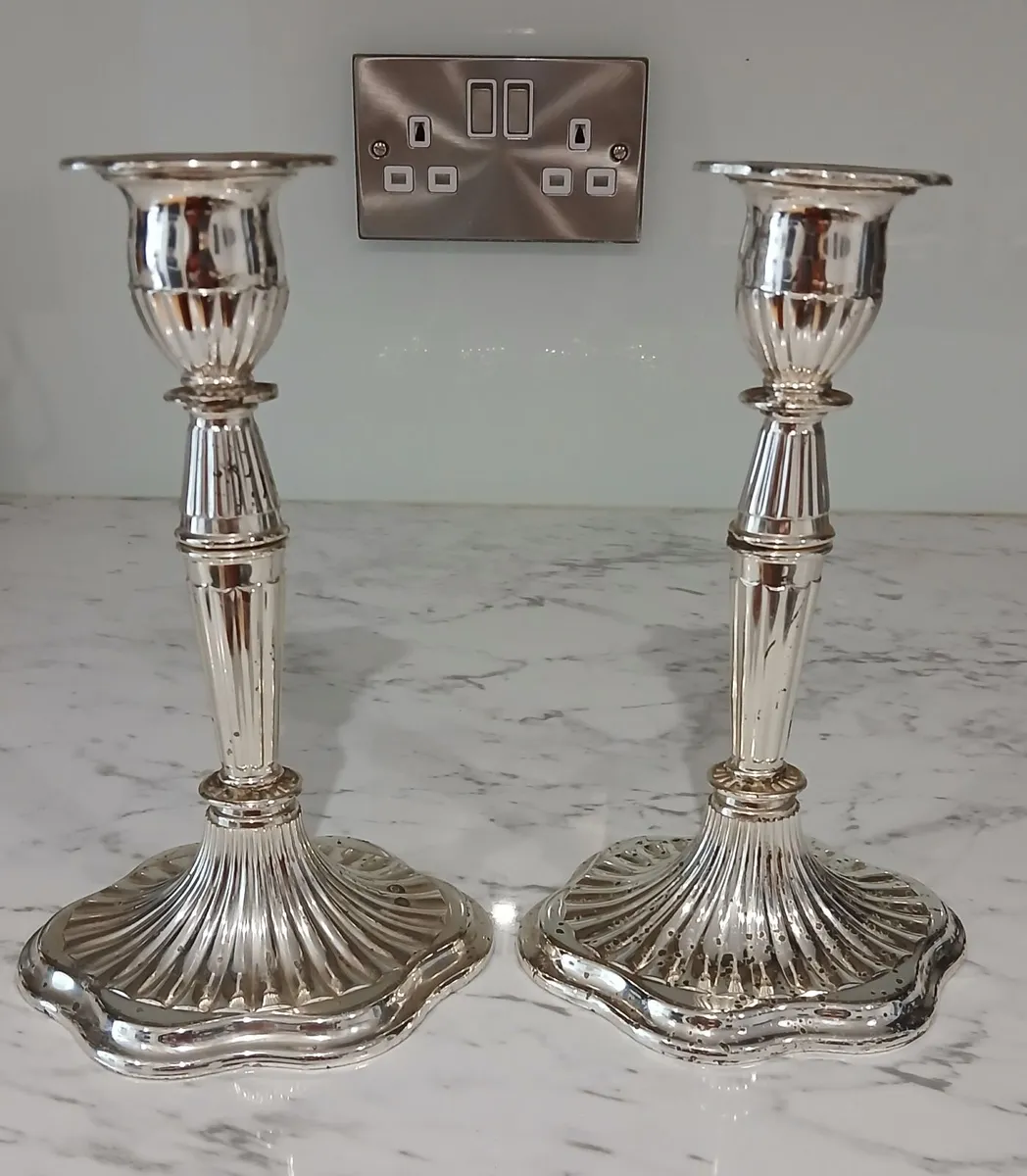 Silver Pair of Candlesticks from 1980s - Image 3