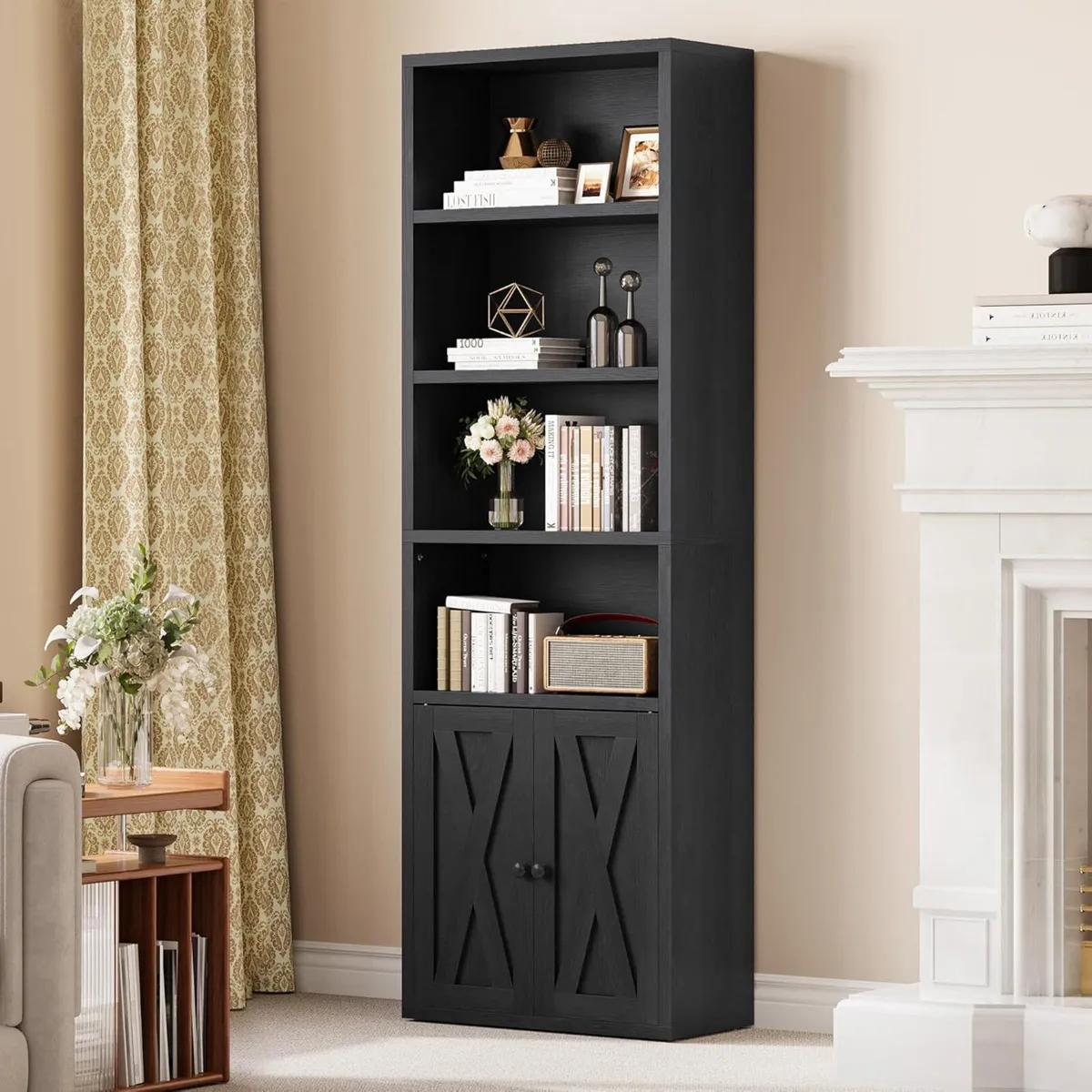 Bookcase Floorstanding Bookshelves with Cupboard - Image 1