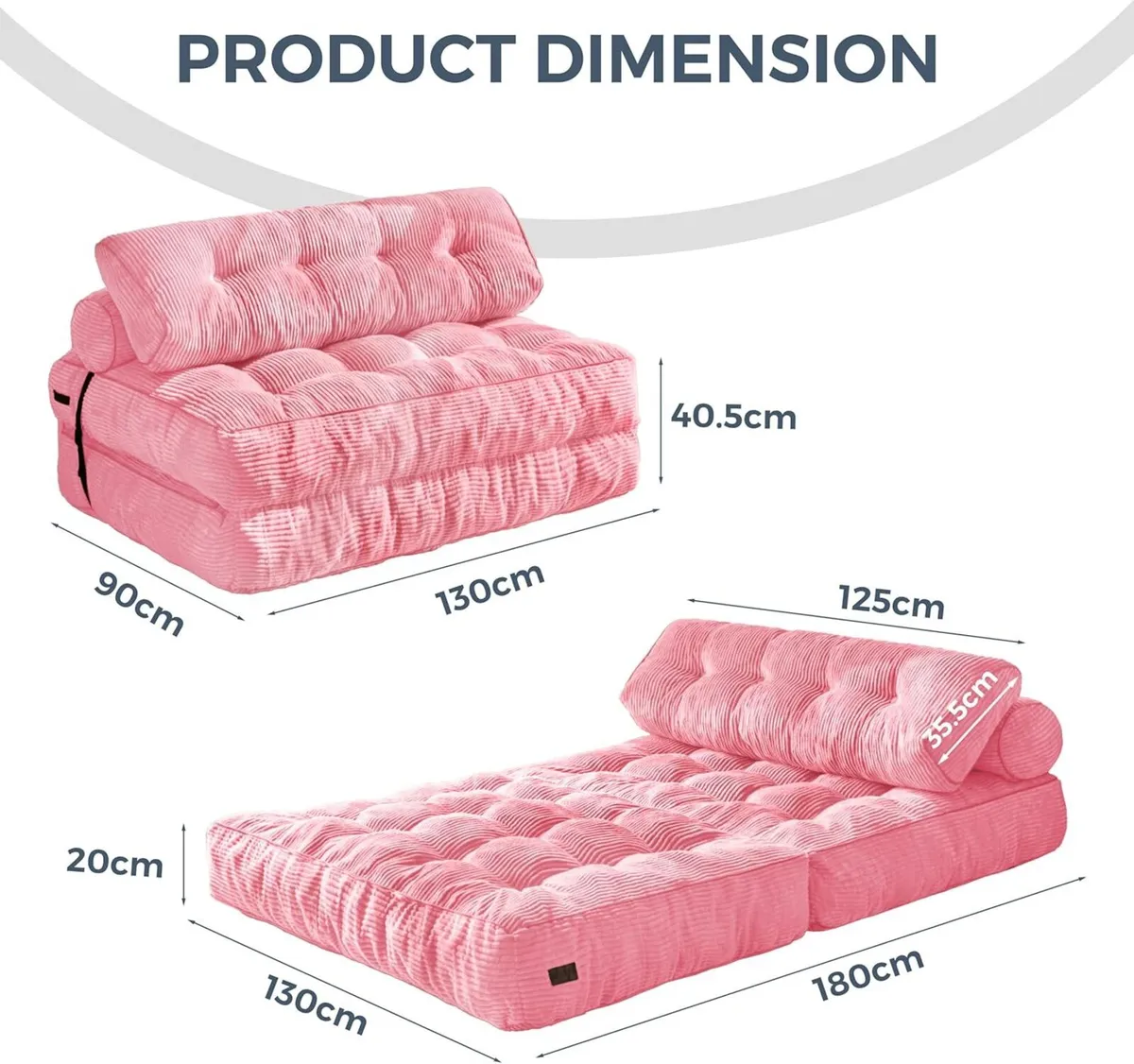 Folding Sofa Bed Convertible Sleeper Chair with - Image 3