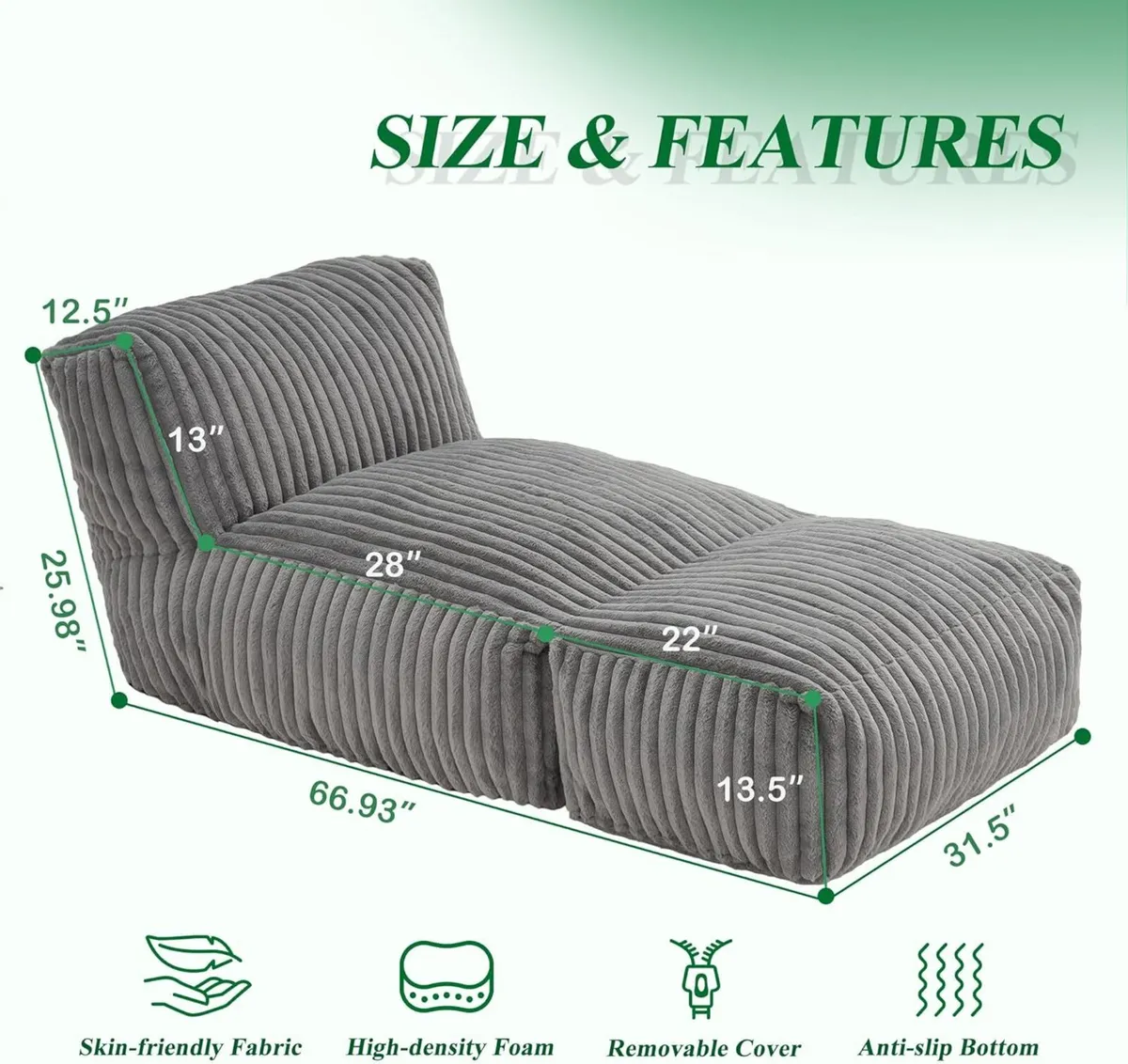Big Bean Bag Lounger Chairs Large Beanbag Chair - Image 2