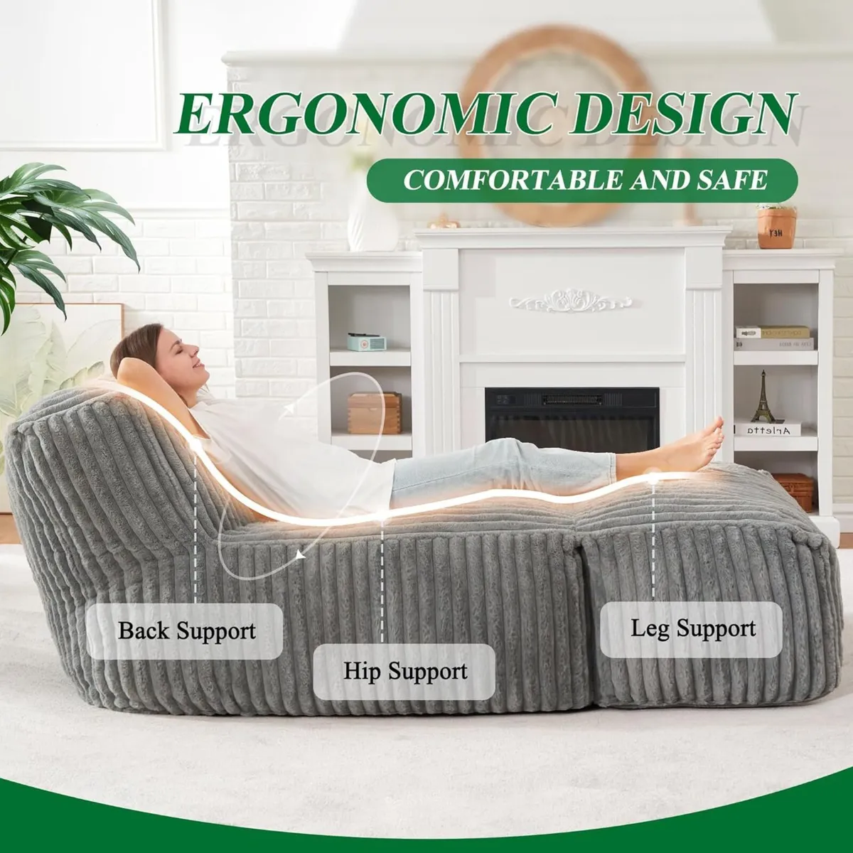 Big Bean Bag Lounger Chairs Large Beanbag Chair - Image 4