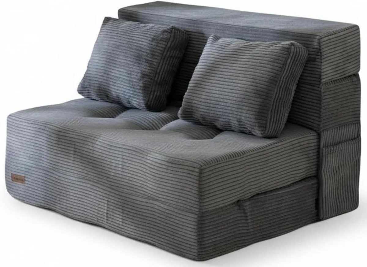 Folding Foam Sofa Bed Tri-Fold Mattress with 2 - Image 1