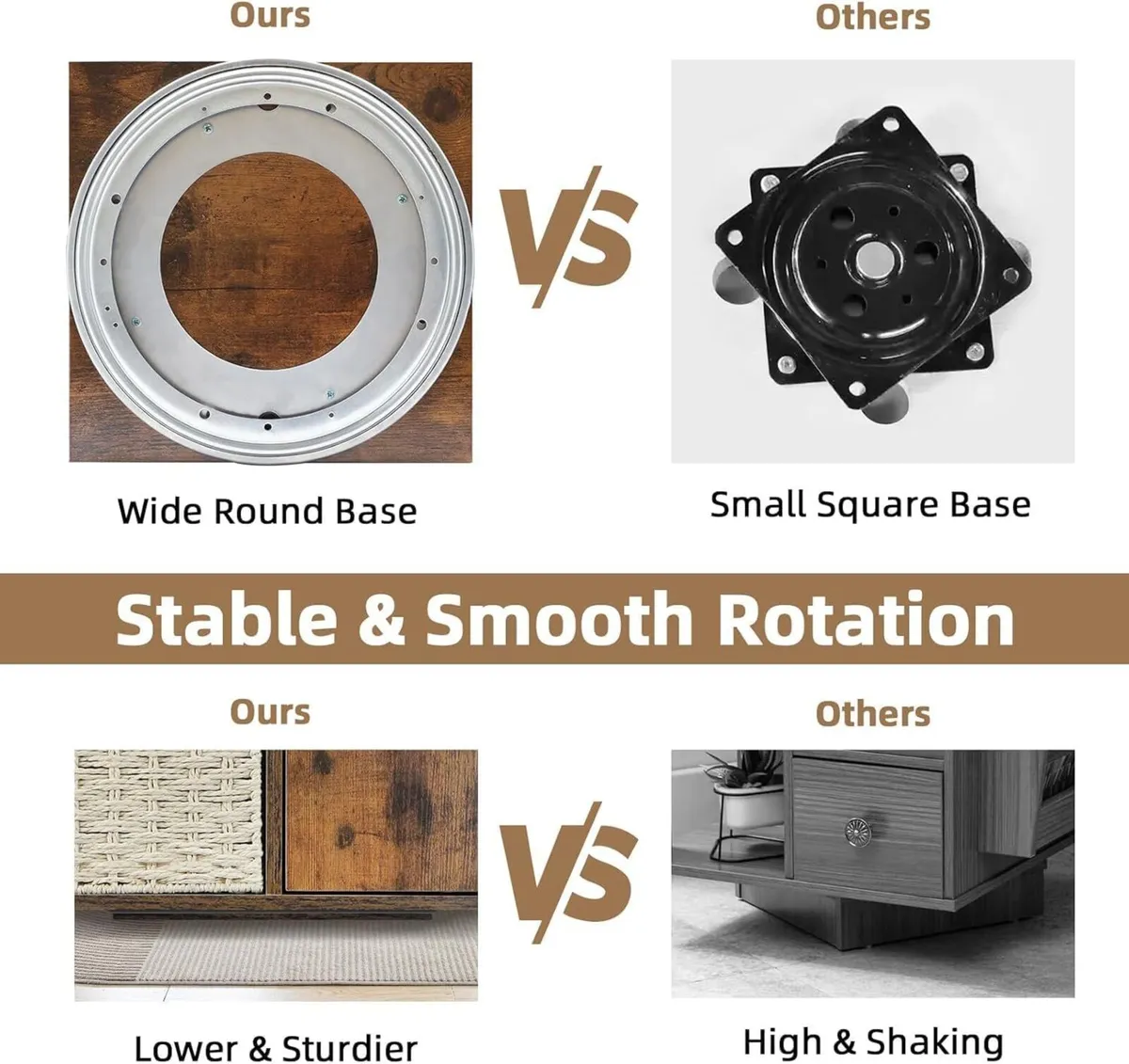Rotating End Table with Storage Side Living Room - Image 3