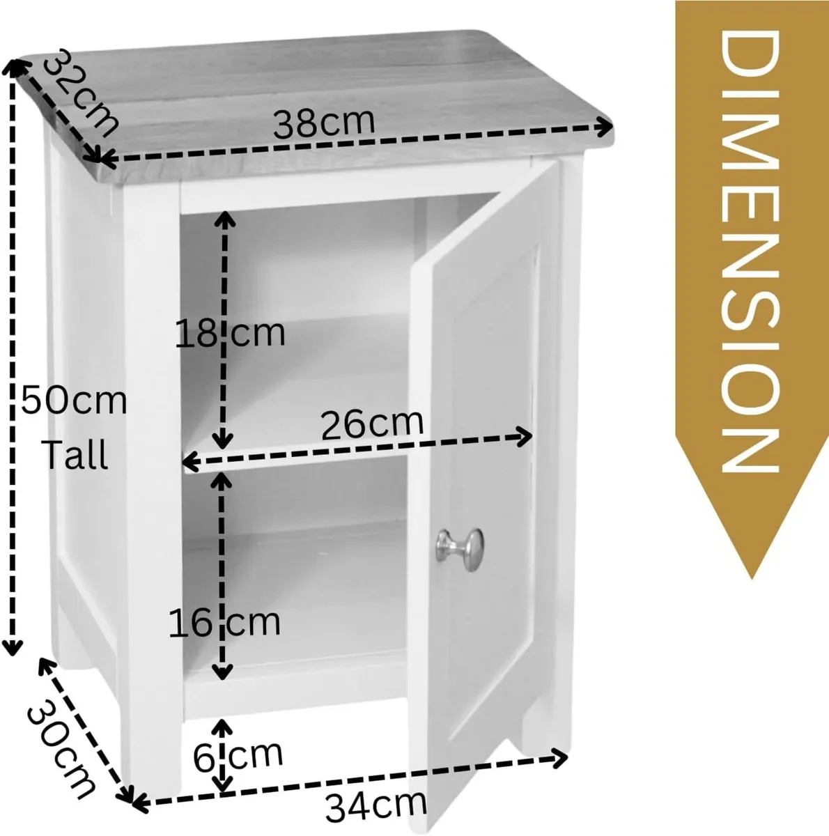 urniture 100% Oak Top Bedside Cabinet 1 Door - Image 2