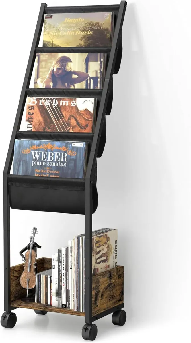 Vinyl Record Player Stand with Storage Holds Up - Image 1