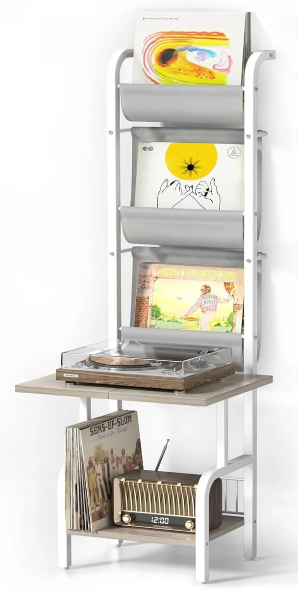 Vinyl Record Storage with Player Stand Turntable - Image 1