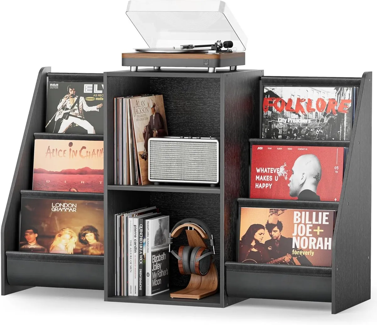 Vinyl Record Player Stand with Storage – Turntable - Image 1