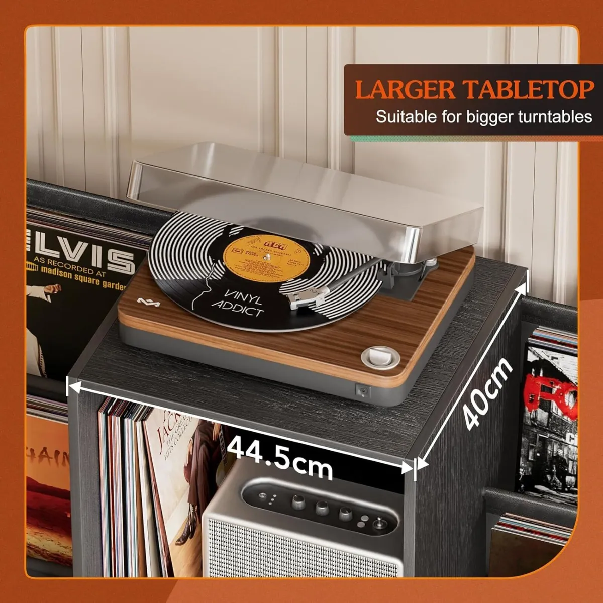 Vinyl Record Player Stand with Storage – Turntable - Image 4