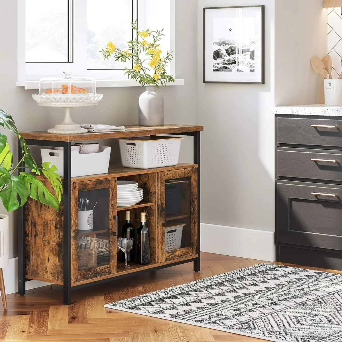 Sideboard Buffet Table with 2 Transparent Glass - Image 2