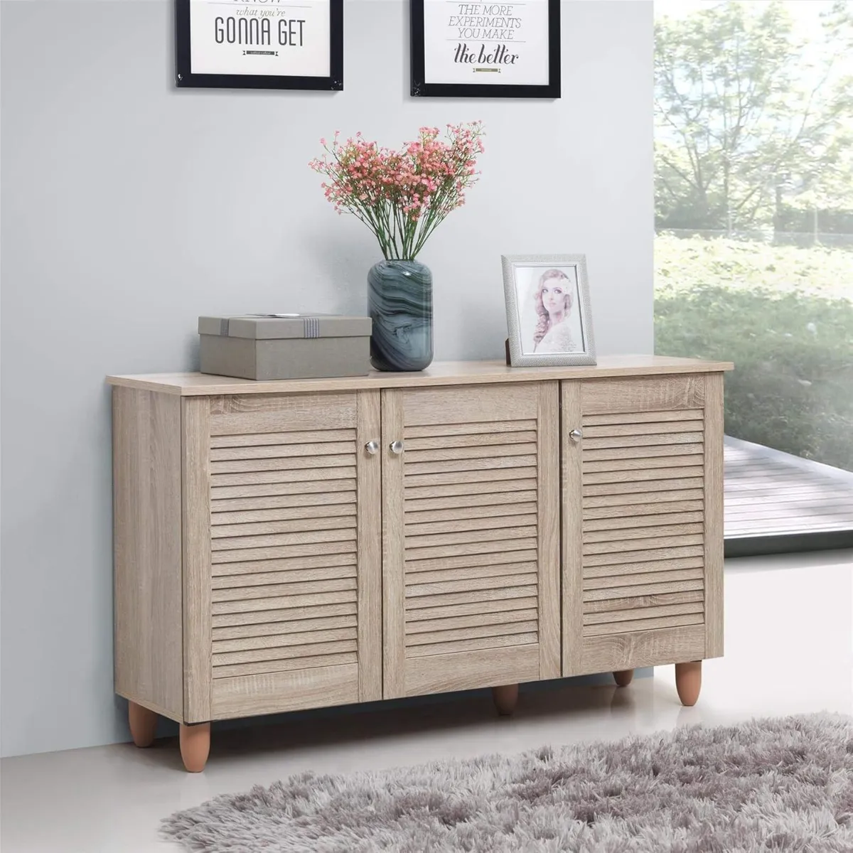 Modern Shoe Storage Cabinet 3 Doors Footwear - Image 1