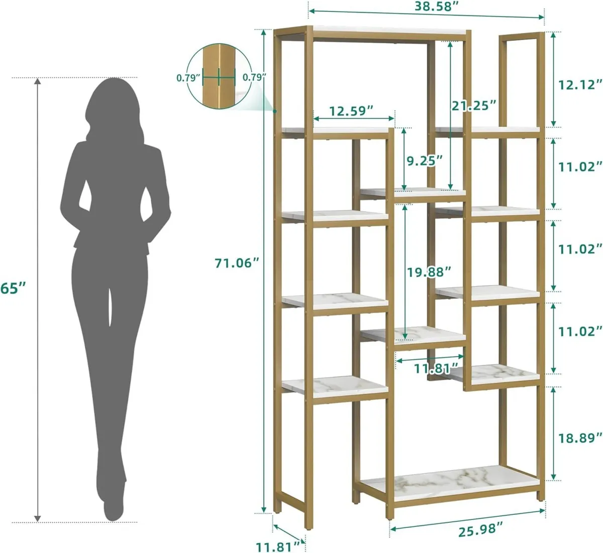 Bookcase 6 Tier Modern Free Standing Bookshelf - Image 2
