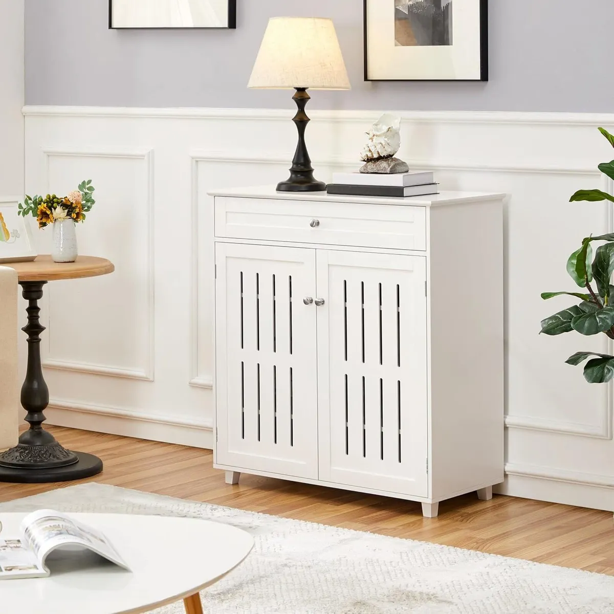Shoe Cabinet Wooden Storage Organizer with 1 - Image 4