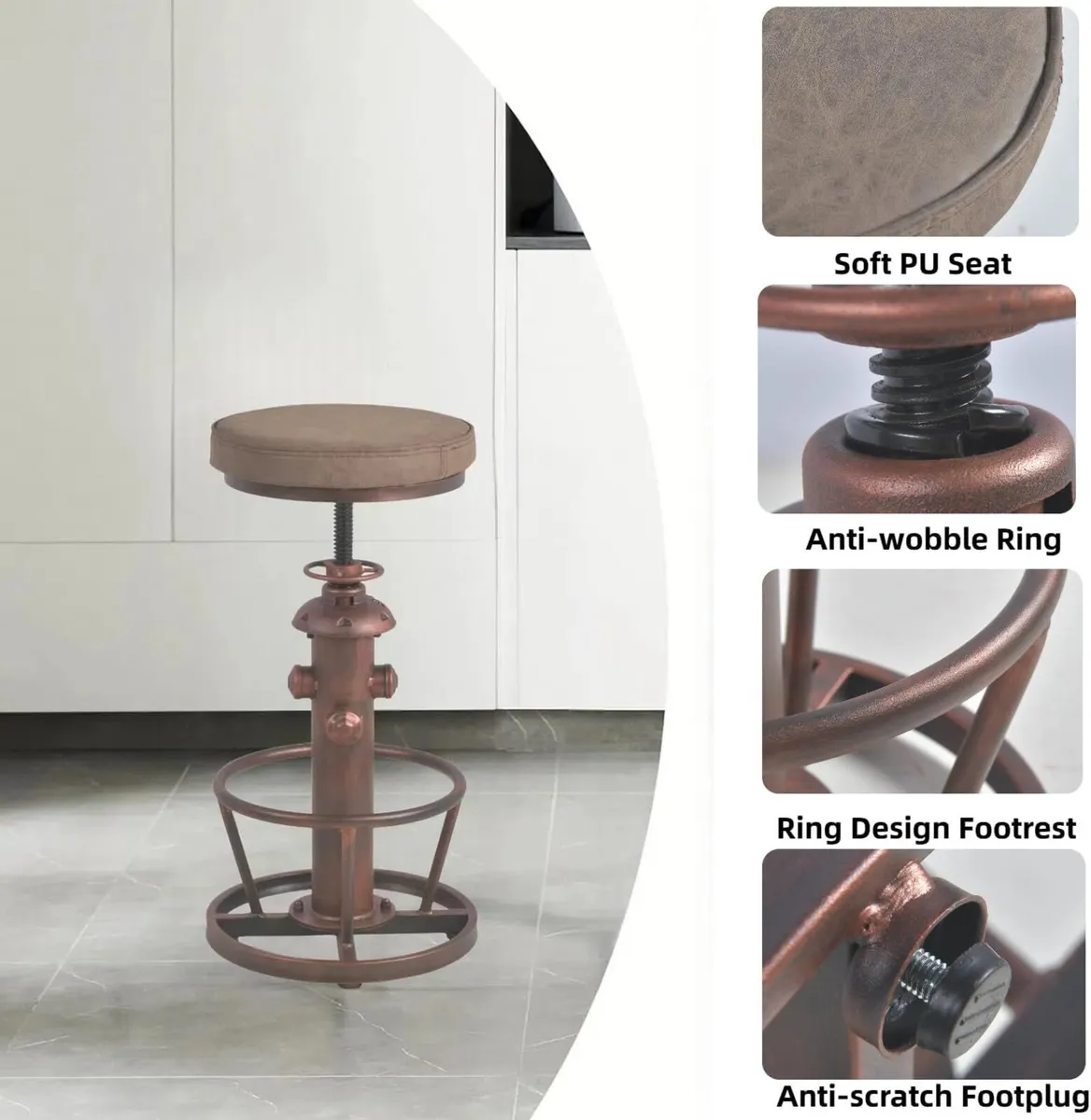 Vintage Swivel Bar Stools-Industrial Counter - Image 3
