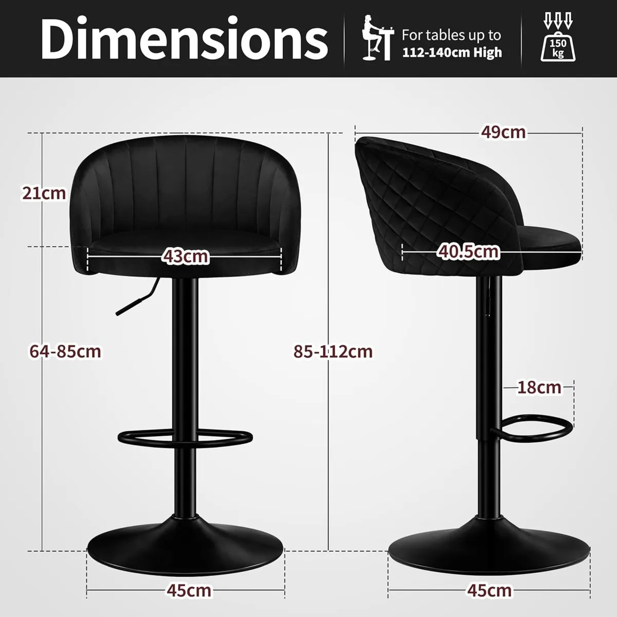 Swivel Bar Stools Set of 2 with Backs and Arms - Image 2