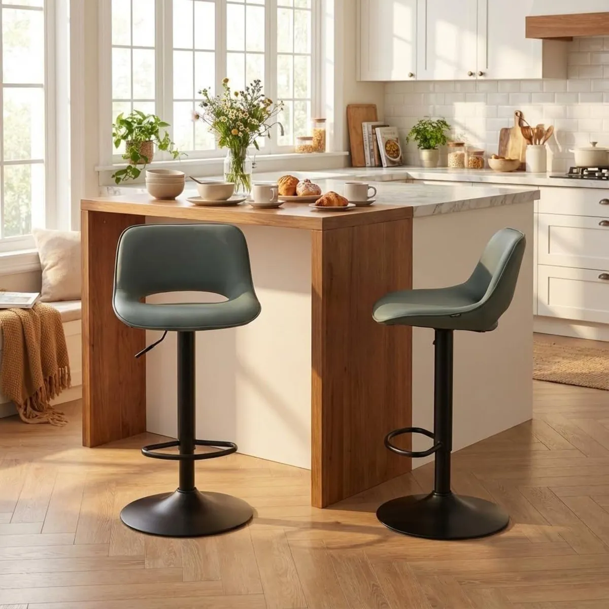 Bar Stools Set of 2 Modern Swivel Barstools - Image 3
