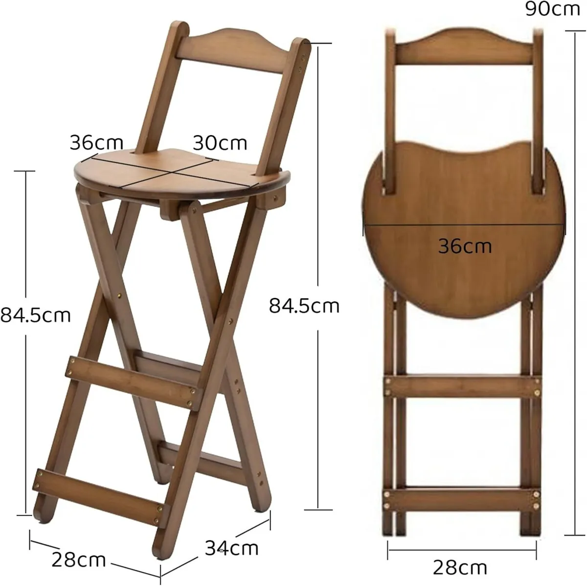 Folding Bar Stool Bamboo Counter Height Chairs - Image 3