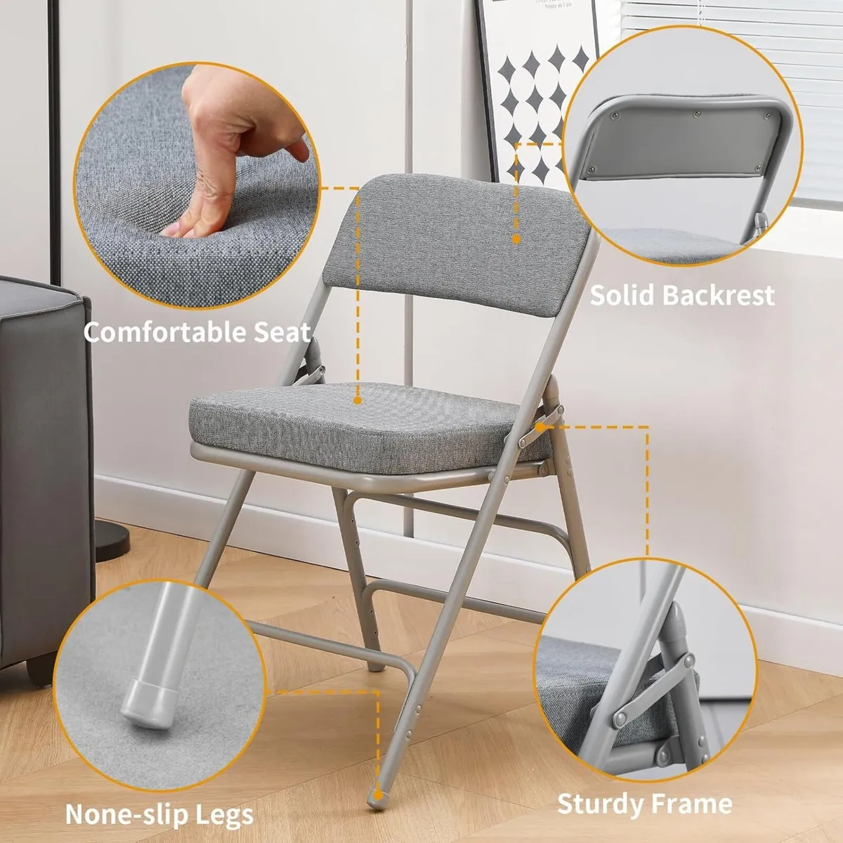 Padded Folding Chairs Upholstered Single Foldable - Image 4