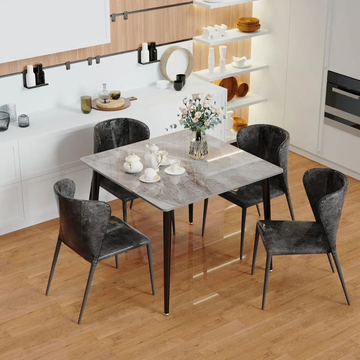 Kitchen Dining Table Marble Tabletop : Square - Image 1
